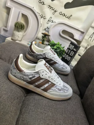 Adidas Samba Overlay de Dentelle Marron et Crème Sneakers de Style de Vie 9
