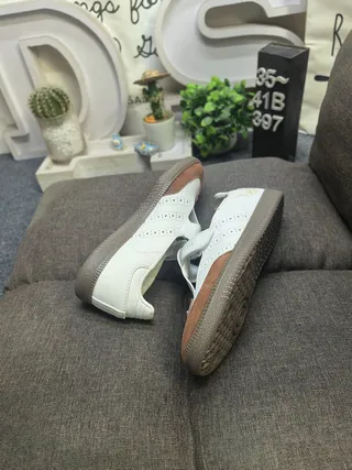 Adidas Samba OG أبيض بني ذهبي تطريز زهور أحذية رياضية أسلوب حياة 6