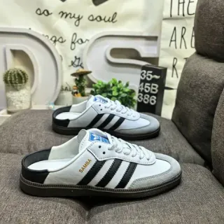 Adidas Samba أبيض أسود رمادي أحذية رياضية للأسلوب الحياة