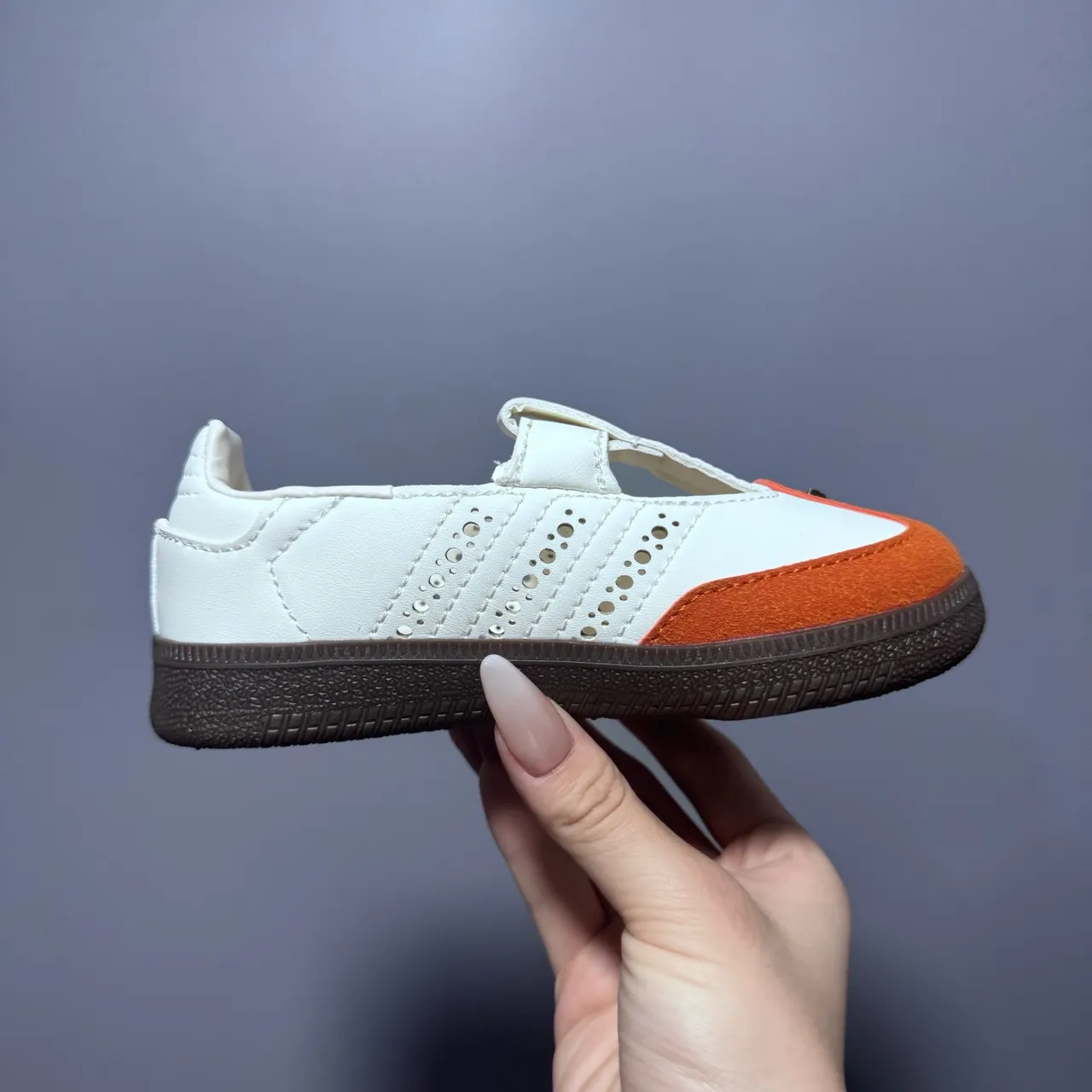 Adidas Samba White Brown T-Strap Perforated Brogue Mary Jane Shoes 10