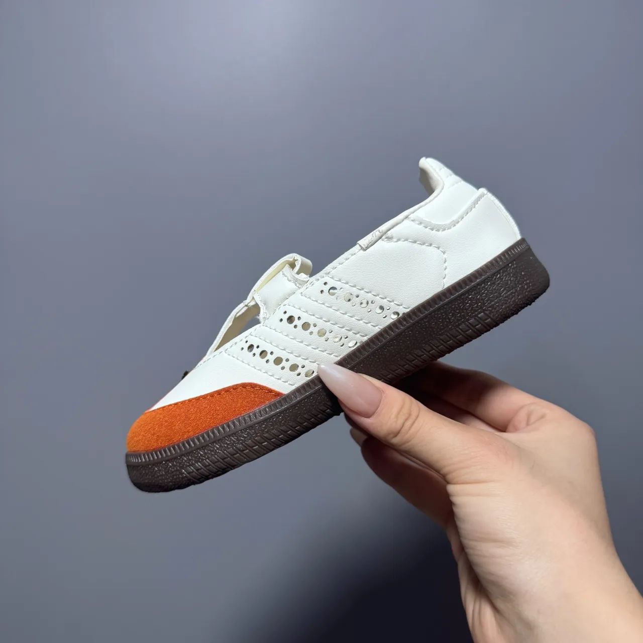 Adidas Samba White Brown T-Strap Perforated Brogue Mary Jane Shoes 12