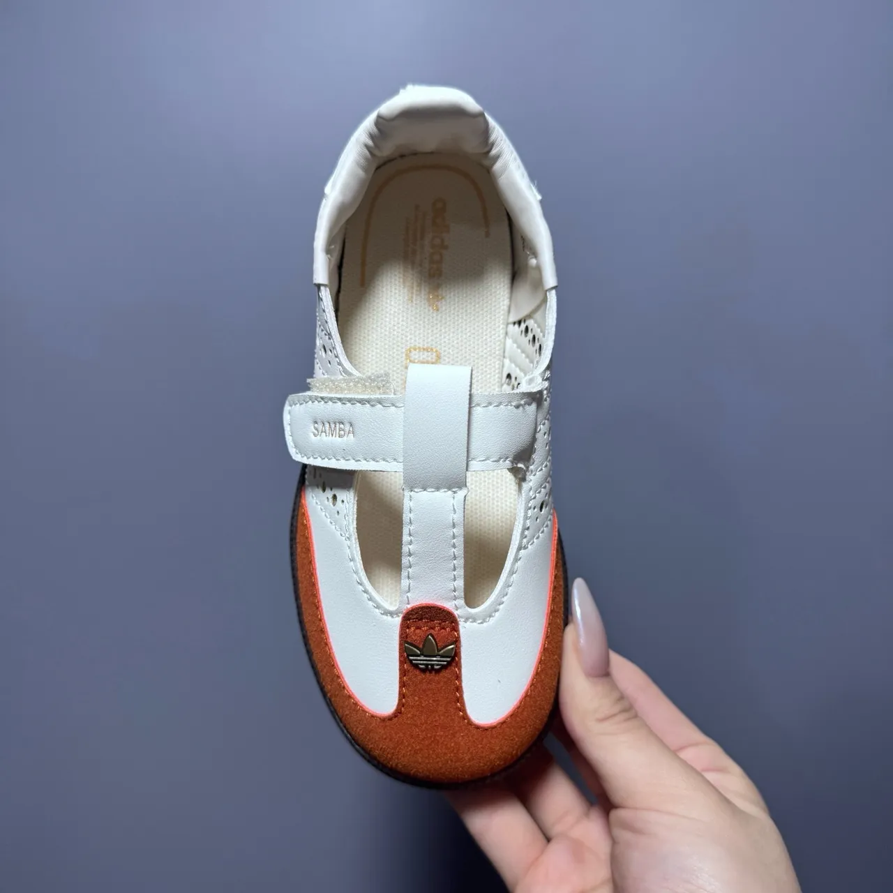 Adidas Samba White Brown T-Strap Perforated Brogue Mary Jane Shoes 13