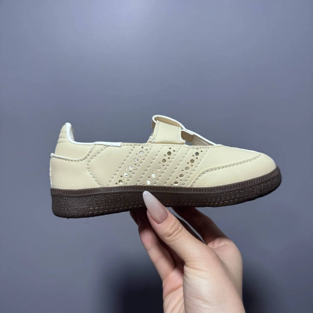 Adidas Samba White Brown T-Strap Perforated Brogue Mary Jane Shoes 19