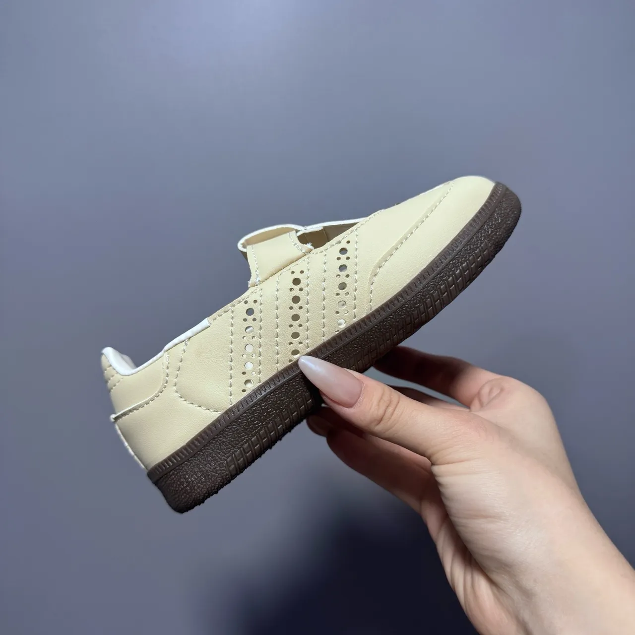 Adidas Samba White Brown T-Strap Perforated Brogue Mary Jane Shoes 20