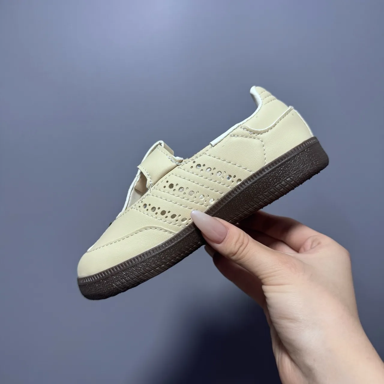 Adidas Samba White Brown T-Strap Perforated Brogue Mary Jane Shoes 21