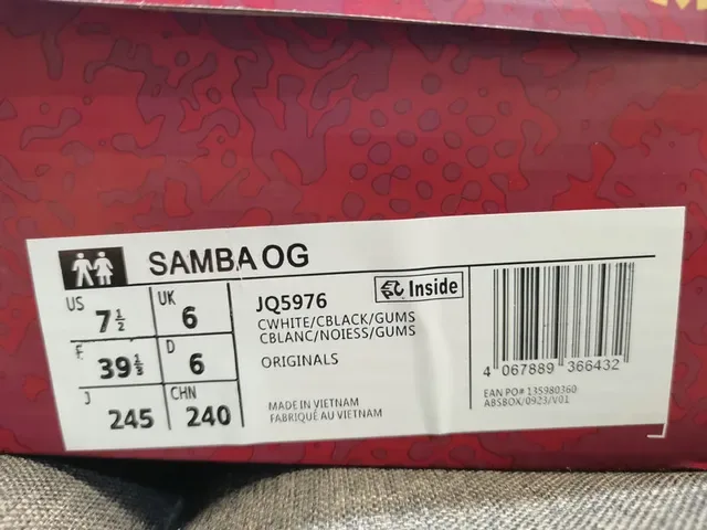 Adidas Samba 白 红 黑 Gum 生活方式运动鞋 2