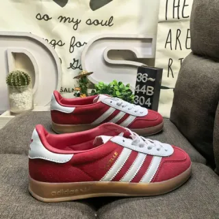 Adidas Spezial حذاء أحمر وأبيض سويدي أسلوب الحياة