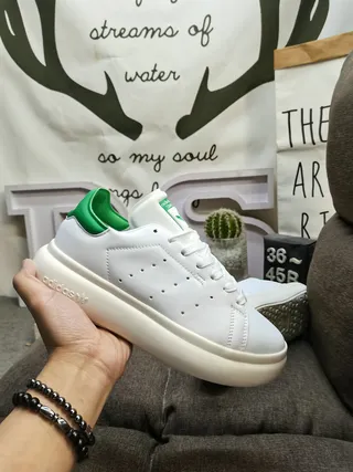 Adidas Stan Smith White and Green Lifestyle Sneakers 5