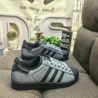 Adidas Superstar أحذية رياضية رمادي وأسود للستايل الحياة