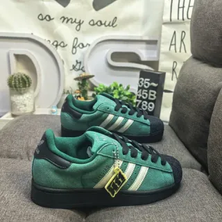 Adidas Superstar أخضر سويد شيل تو سنيكرز أسلوب الحياة