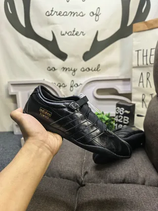 Adidas Tokyo Black Leather Velcro Strap Lifestyle Sneakers 5