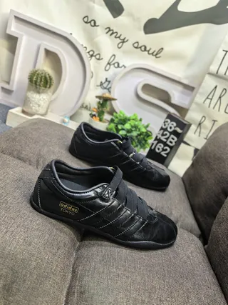 Adidas Tokyo Black Leather Velcro Strap Lifestyle Sneakers 9
