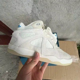 Adidas White Beige High-Top Suede-and-Textile Upper Sneakers
