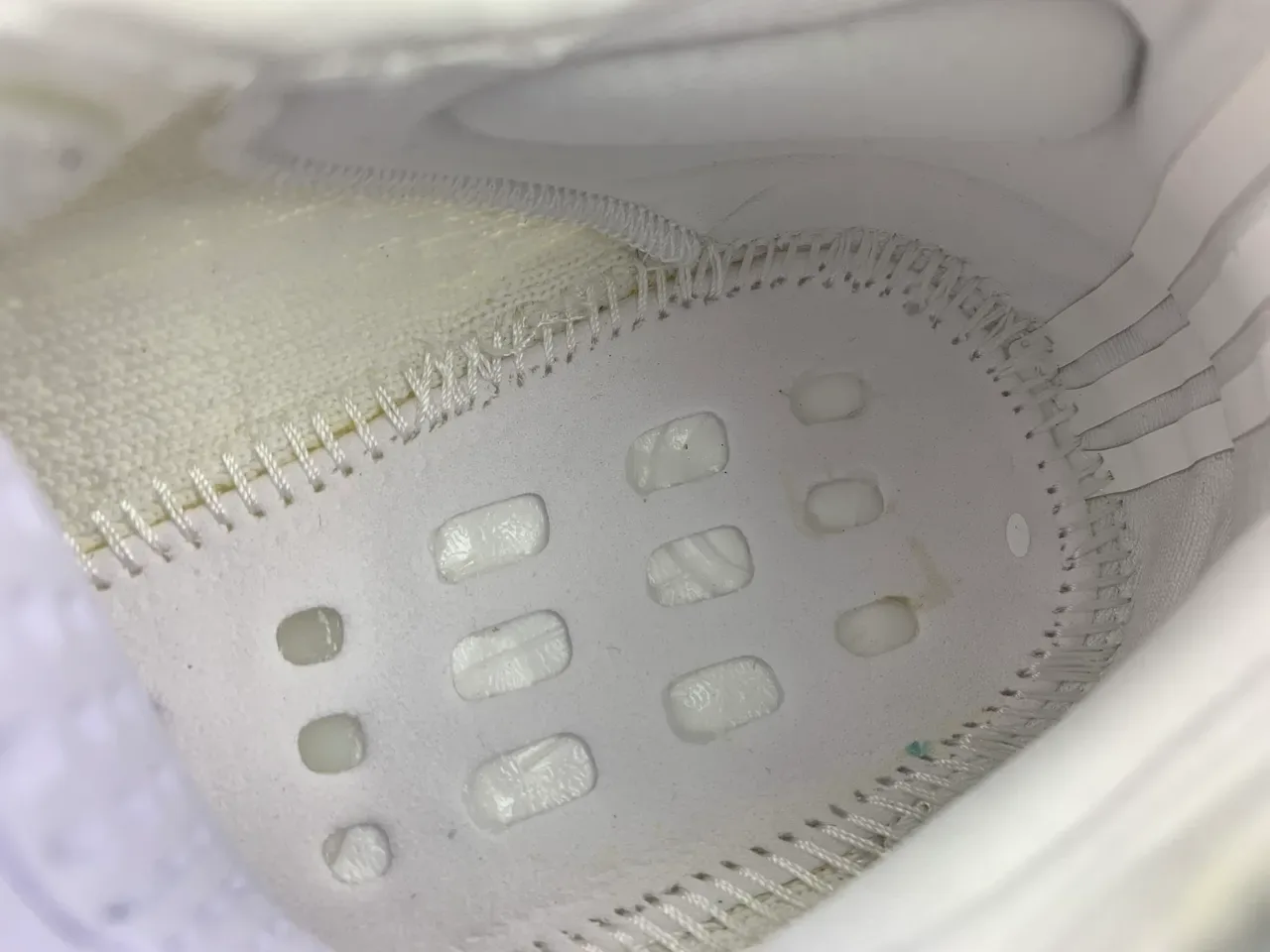 Adidas White Beige Knit Upper Ribbed Boost Sole Lifestyle Sneakers 3
