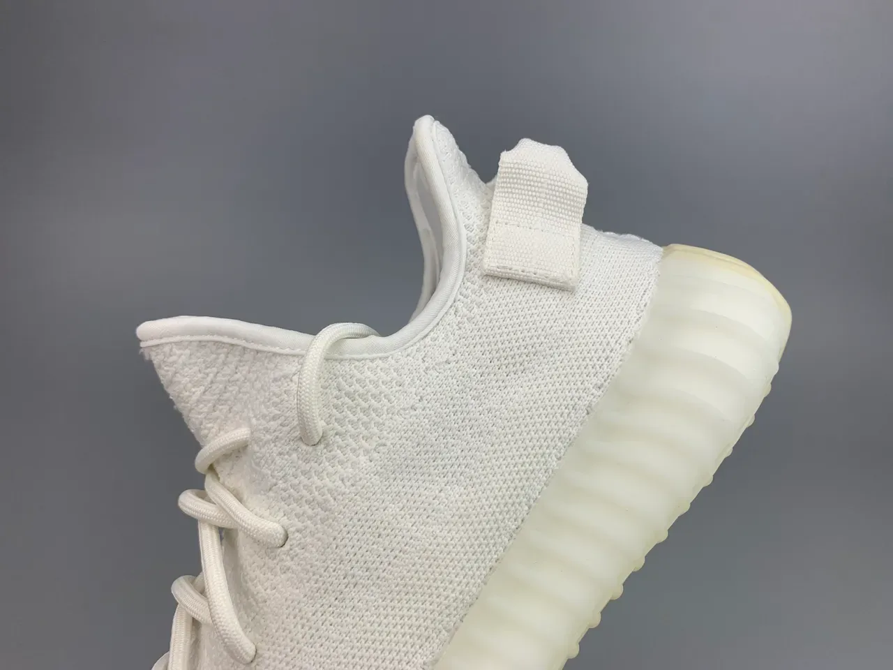 Adidas White Beige Knit Upper Ribbed Boost Sole Lifestyle Sneakers 4