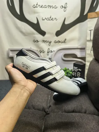 Adidas White Black Laceless Velcro Strap Lifestyle Sneakers 5