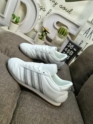 Adidas White Black Low-Top Leather Upper Lifestyle Sneakers 7