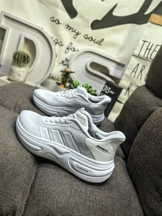 Adidas White Gray Mesh Upper Three-Stripe Side Panel Lifestyle Sneakers 7