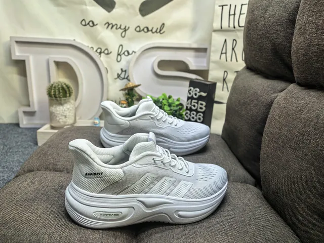 Adidas White Gray Mesh Upper Three-Stripe Side Panel Lifestyle Sneakers 11
