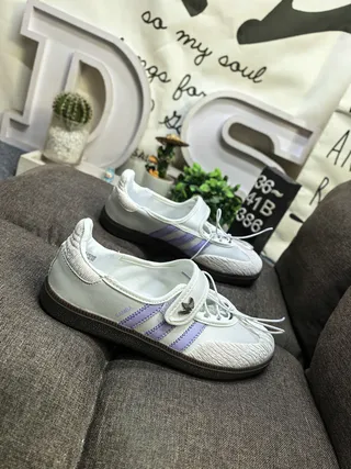 Adidas Blanc Violet Low-Top Cuir-Textile Haut Lifestyle Sneakers 9