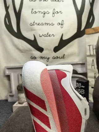 Adidas Branco Vermelho Sem Cadarços Slip-On Sculpted Boost Midsole Lifestyle Sneakers 3