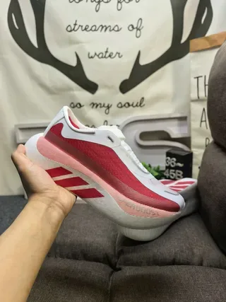 Adidas Branco Vermelho Sem Cadarços Slip-On Sculpted Boost Midsole Lifestyle Sneakers 5