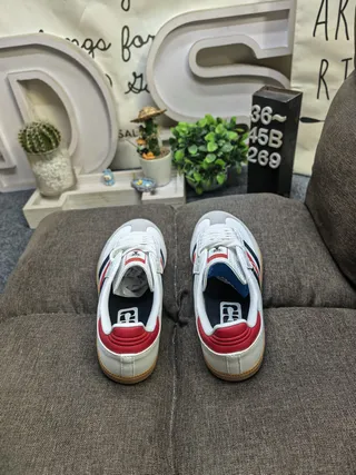 Adidas White Red Low-Top Leather-Suede Upper Lifestyle Sneakers 8