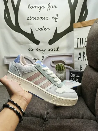 Adidas Chaussures Lifestyle Blanc et Jaune Low-Top Mix Daim Cuir 5