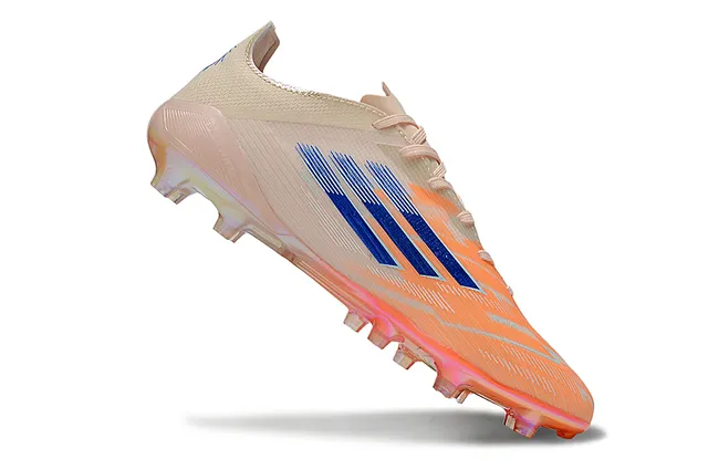 Adidas X Beige Orange Chaussures de football à upper low-cut à ajustement chaussette, plateforme translucide iridiscente sur terrain ferme 2
