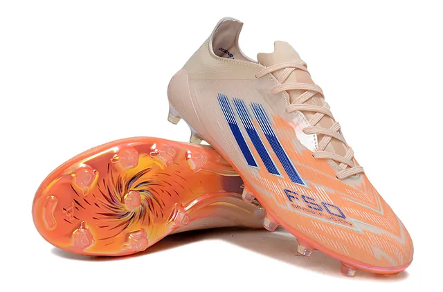 Adidas X Beige Orange Chaussures de football à upper low-cut à ajustement chaussette, plateforme translucide iridiscente sur terrain ferme 4
