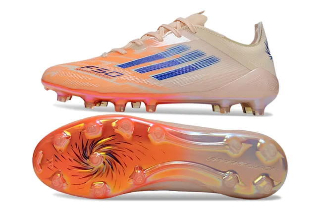 Adidas X Beige Orange Chaussures de football à upper low-cut à ajustement chaussette, plateforme translucide iridiscente sur terrain ferme 6