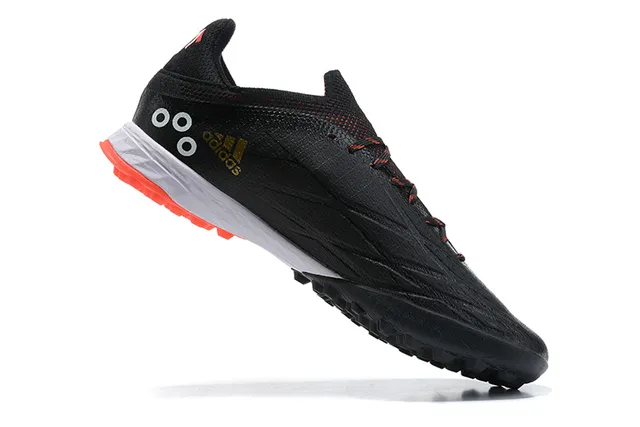 Adidas X Noir Orange Upper texturé synthétique Overlay de trois rayures métalliques Chaussures de soccer pour pelouse artificielle 3