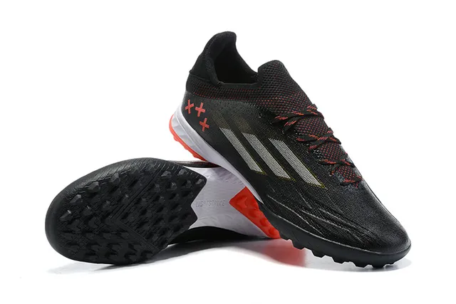 Adidas X Noir Orange Upper texturé synthétique Overlay de trois rayures métalliques Chaussures de soccer pour pelouse artificielle 6