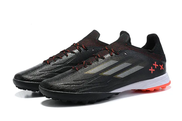 Adidas X Noir Orange Upper texturé synthétique Overlay de trois rayures métalliques Chaussures de soccer pour pelouse artificielle 8