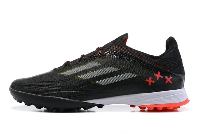 Adidas X Noir Orange Upper texturé synthétique Overlay de trois rayures métalliques Chaussures de soccer pour pelouse artificielle 10