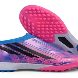 Adidas X Sapatos de futebol de grama com upper sock-fit rosa roxo com overlay de degradê iridescente