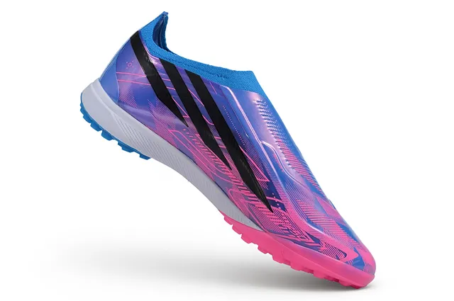 Adidas X Chaussures de soccer en gazon avec upper sock-fit rose violet superposé en gradient iridescent 11