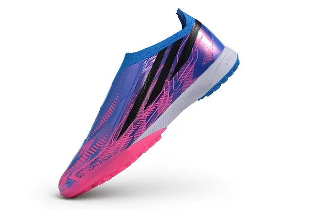 Adidas X Chaussures de soccer en gazon avec upper sock-fit rose violet superposé en gradient iridescent 12