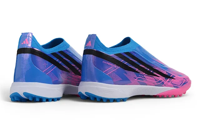 Adidas X Chaussures de soccer en gazon avec upper sock-fit rose violet superposé en gradient iridescent 15