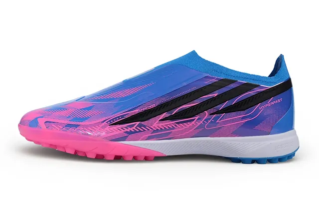 Adidas X Chaussures de soccer en gazon avec upper sock-fit rose violet superposé en gradient iridescent 17