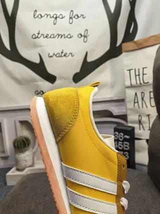 Adidas Yellow White Retro Runner Three-Stripe Side Panel Lifestyle Sneakers 3