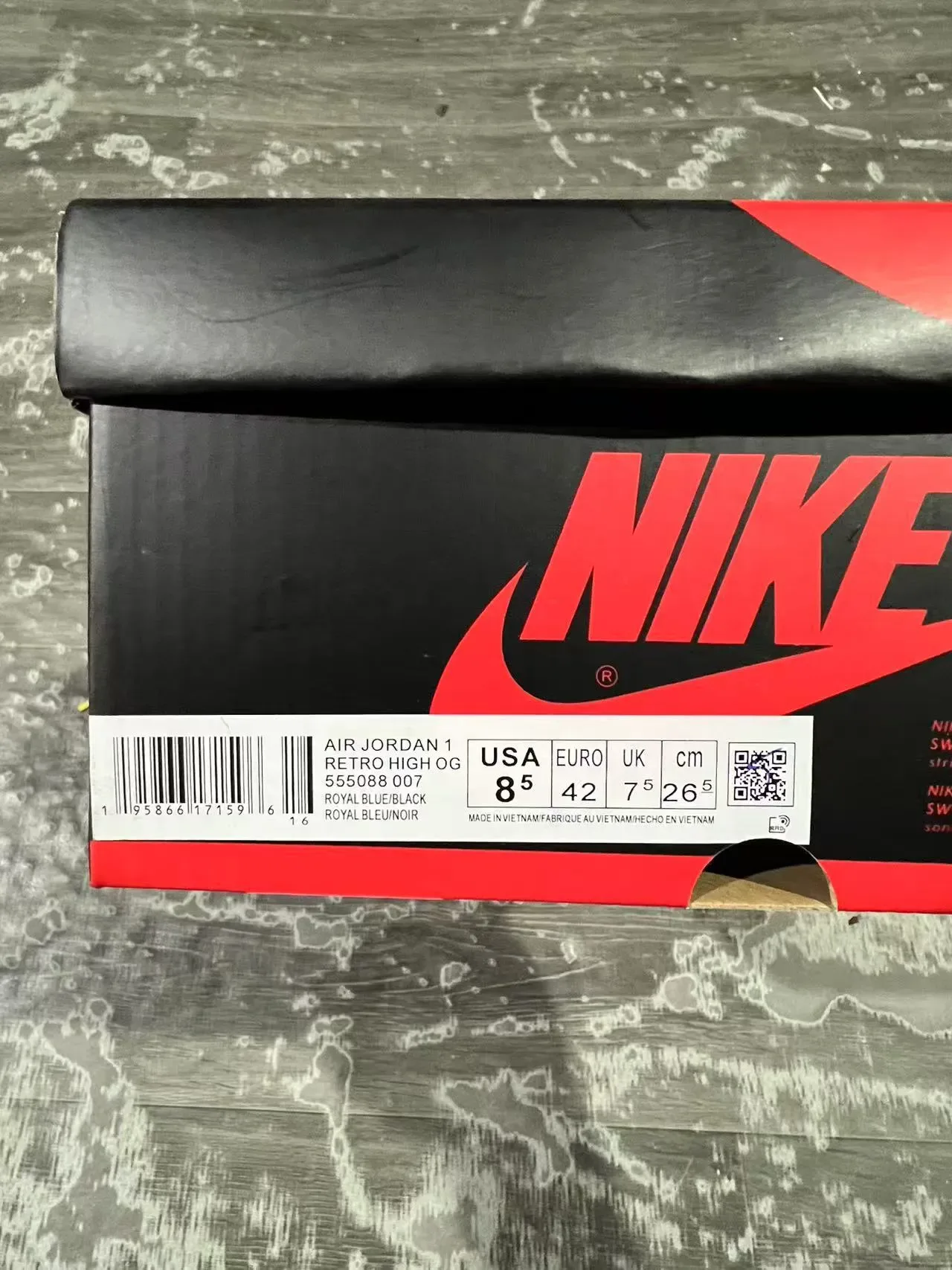Air Jordan 1 أسود أزرق ملكي جلد أحذية كرة السلة 10