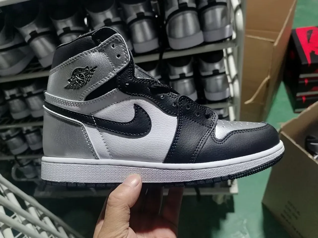 Air Jordan 1 Tênis De Basquete High Top Preto Prata Couro E Recobrimento Sintético 2