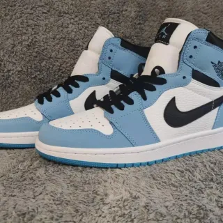 Air Jordan 1 High Tênis de Basquete Azul Claro Branco Preto