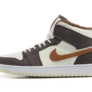 Air Jordan 1 High Off-White ब्राउन फरी कॉलर बास्केटबॉल जूते
