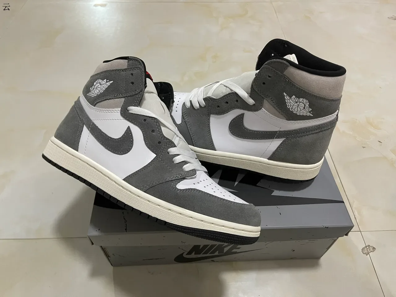 Air Jordan 1 High Top White and Gray Suede Basketball Shoes 8