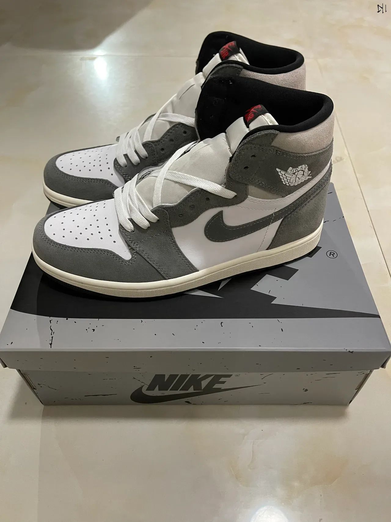 Air Jordan 1 High Top White and Gray Suede Basketball Shoes 11