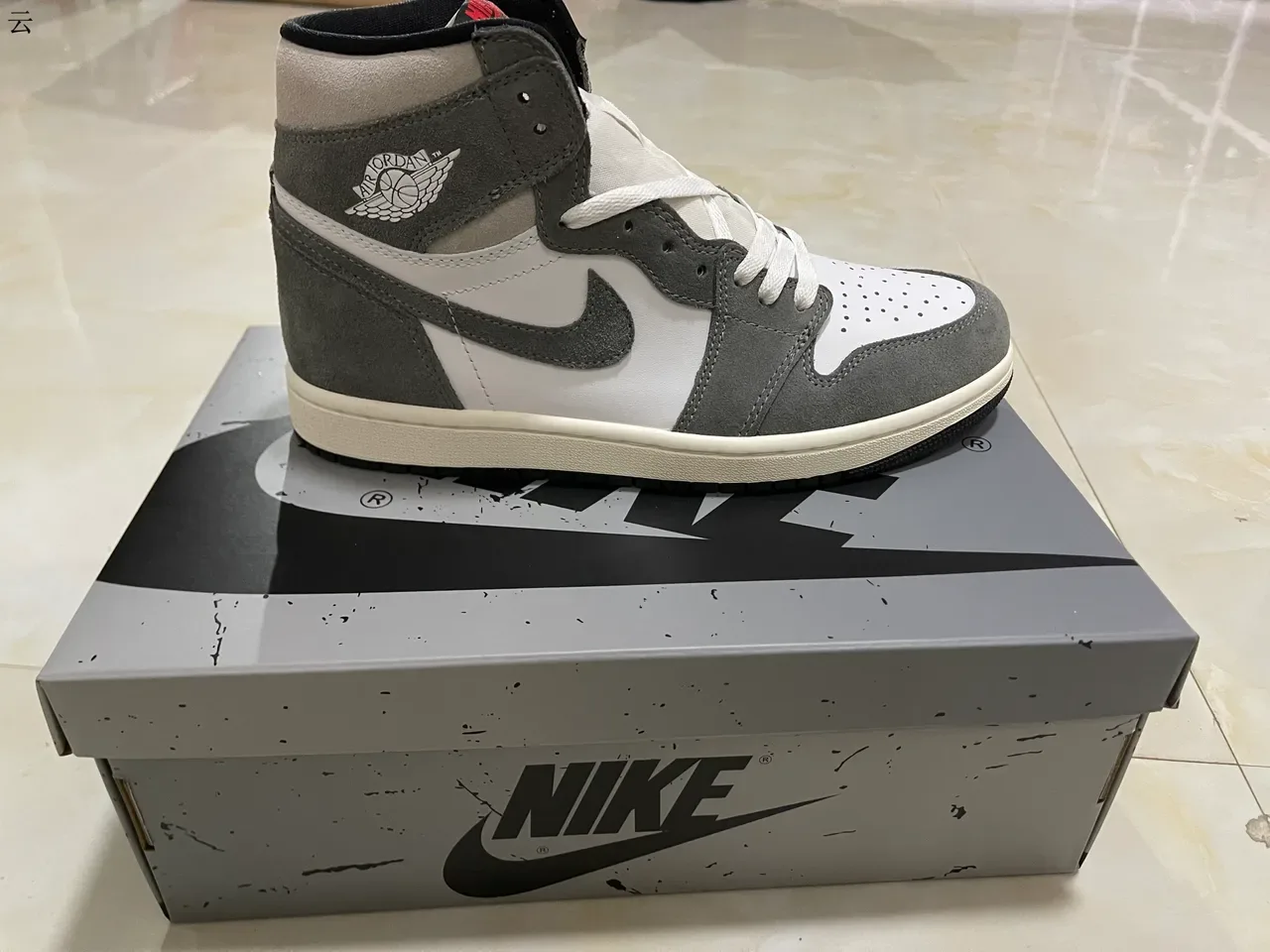 Air Jordan 1 High Top White and Gray Suede Basketball Shoes 13