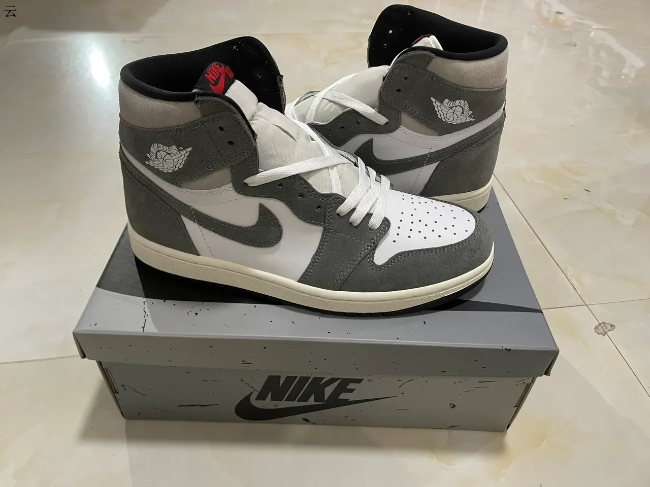 Air Jordan 1 High Top White and Gray Suede Basketball Shoes 14
