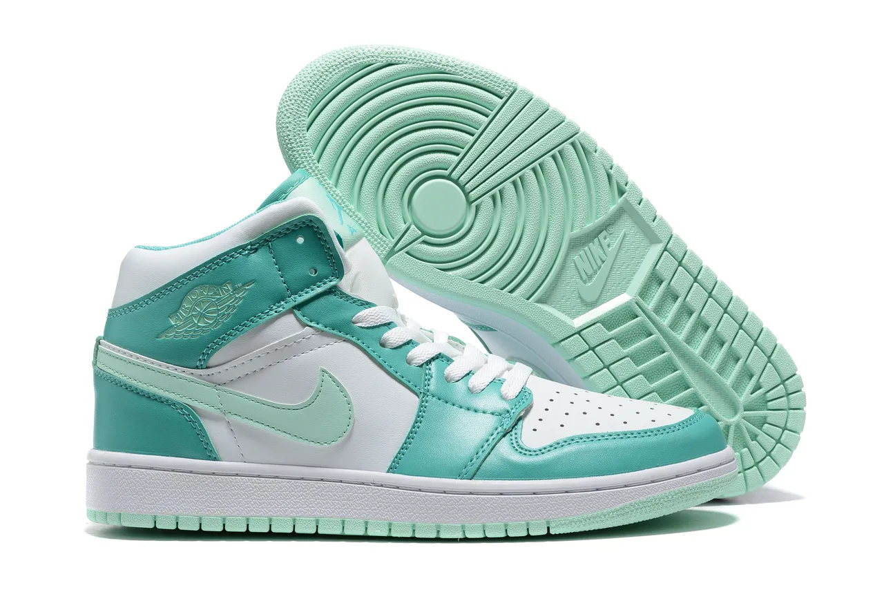 Zapatillas de baloncesto Air Jordan 1 verde menta y blanco 2
